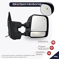 Vista 3 de Spieg Espejo de remolque lateral del pasajero para Nissan Titan 2018-2024 Conjunto de espejo retrovisor lateral derecho Power Adj memoria