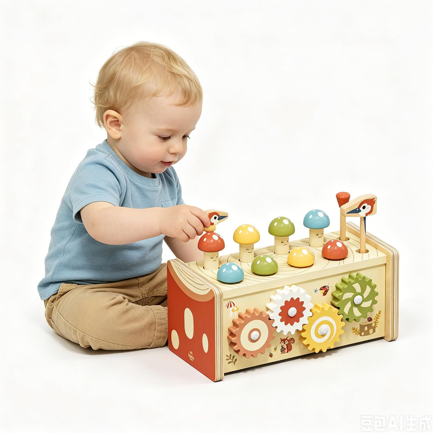Lehoo Castle Baby Montessori Toys for 1 2 Year Old, Mushroom | Wooden Hammering Pounding Toy, With Xylophone, Educational Learning Activities, First Christmas Birthday Gifts