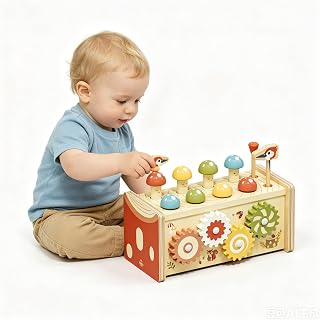 Lehoo Castle Baby Montessori Toys for 1 2 Year Old, Mushroom | Wooden Hammering Pounding Toy, With Xylophone, Educational Learning Activities, First Christmas Birthday Gifts