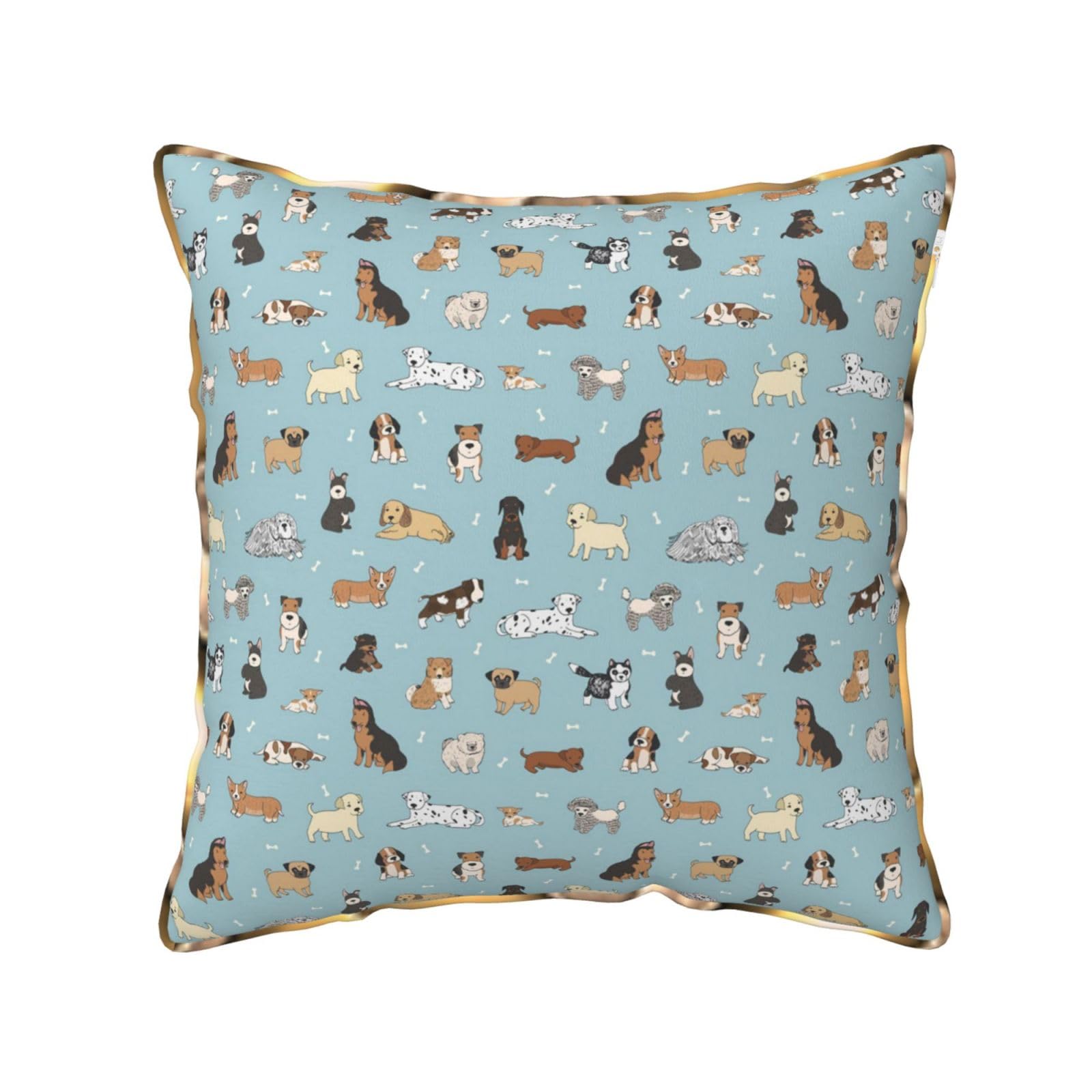 FZGGWYHL Puppy Doodles printed Velvet Throw Pillow Cover Pillowcase