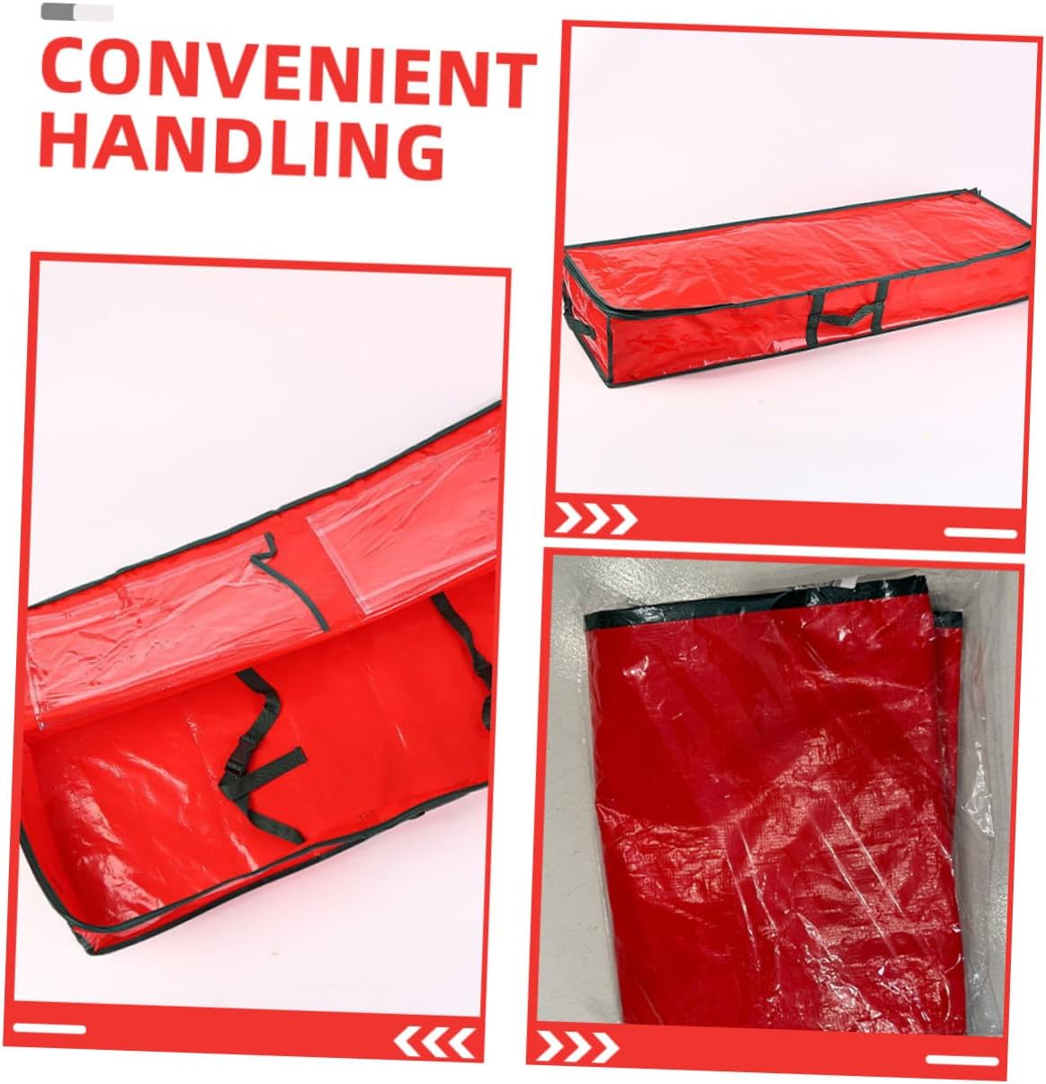 VICASKY Christmas Tree Storage Bag Waterproof Extra Large 120x36x13cm Red Tree Carrier Bag with Handles for Holiday Decor and Wrapping Paper Organization