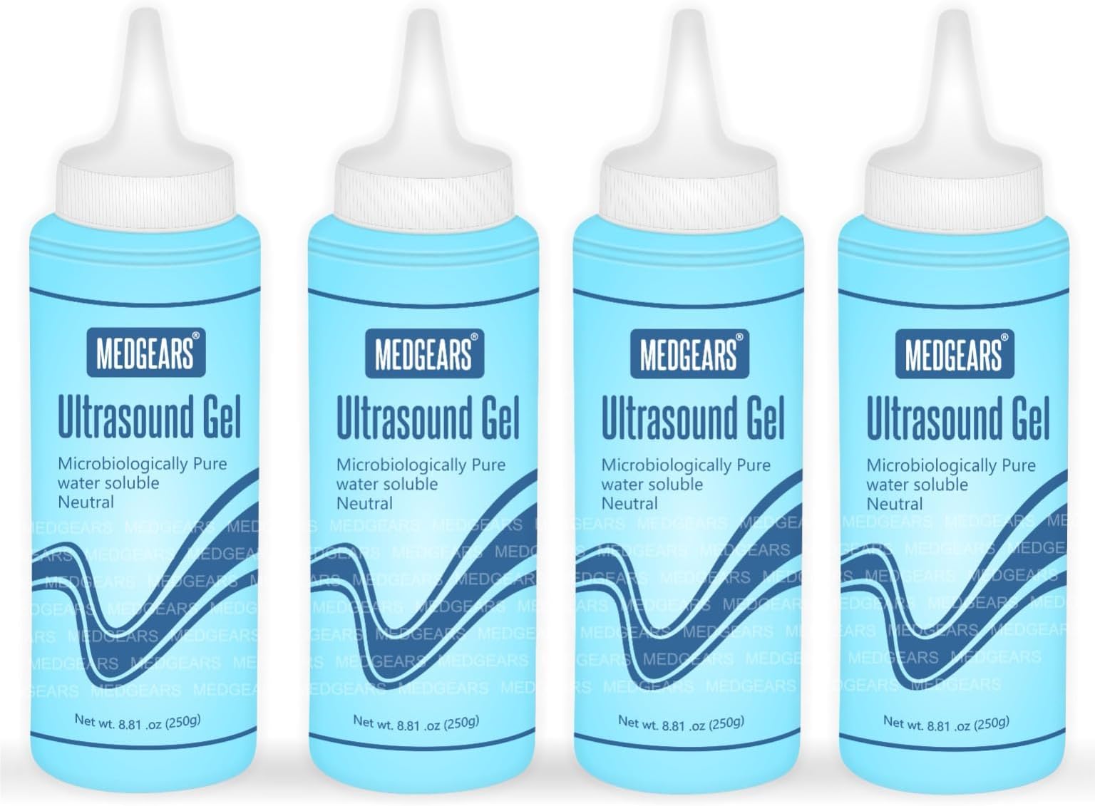 MEDGEARS Corded Electric Whole_Body Gel Ultrasound/ECG/Physiotherapy Gel Massager Machine (Pack of 4),Clear