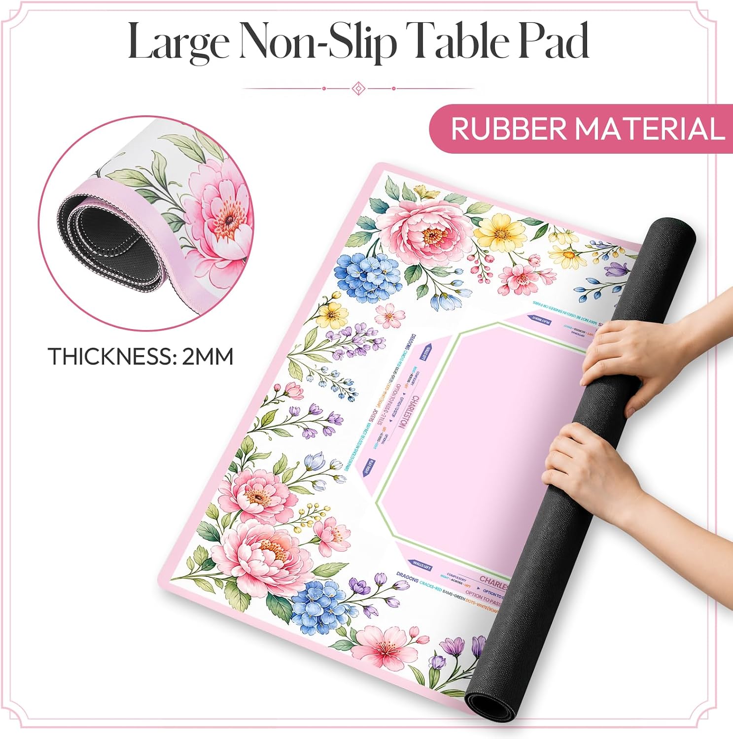 Mahjong Mat for Table,31.5" American MahJong Game Mat,Shipped Rolled,Pink | Waterproof, Soft Game Mat, Non-Slip Noise-Reduce, Portable Carry Bag, Roll Packaging for American Mahjong Tile Set