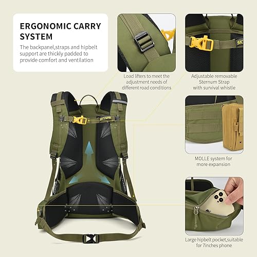 Miniatura 4 de SKYSPER Mochila de Senderismo para Hombres y Mujeres, Mochila de Viaje de 35L Impermeable Mochila de Camping Mochila Ligera para Exteriores Mochila