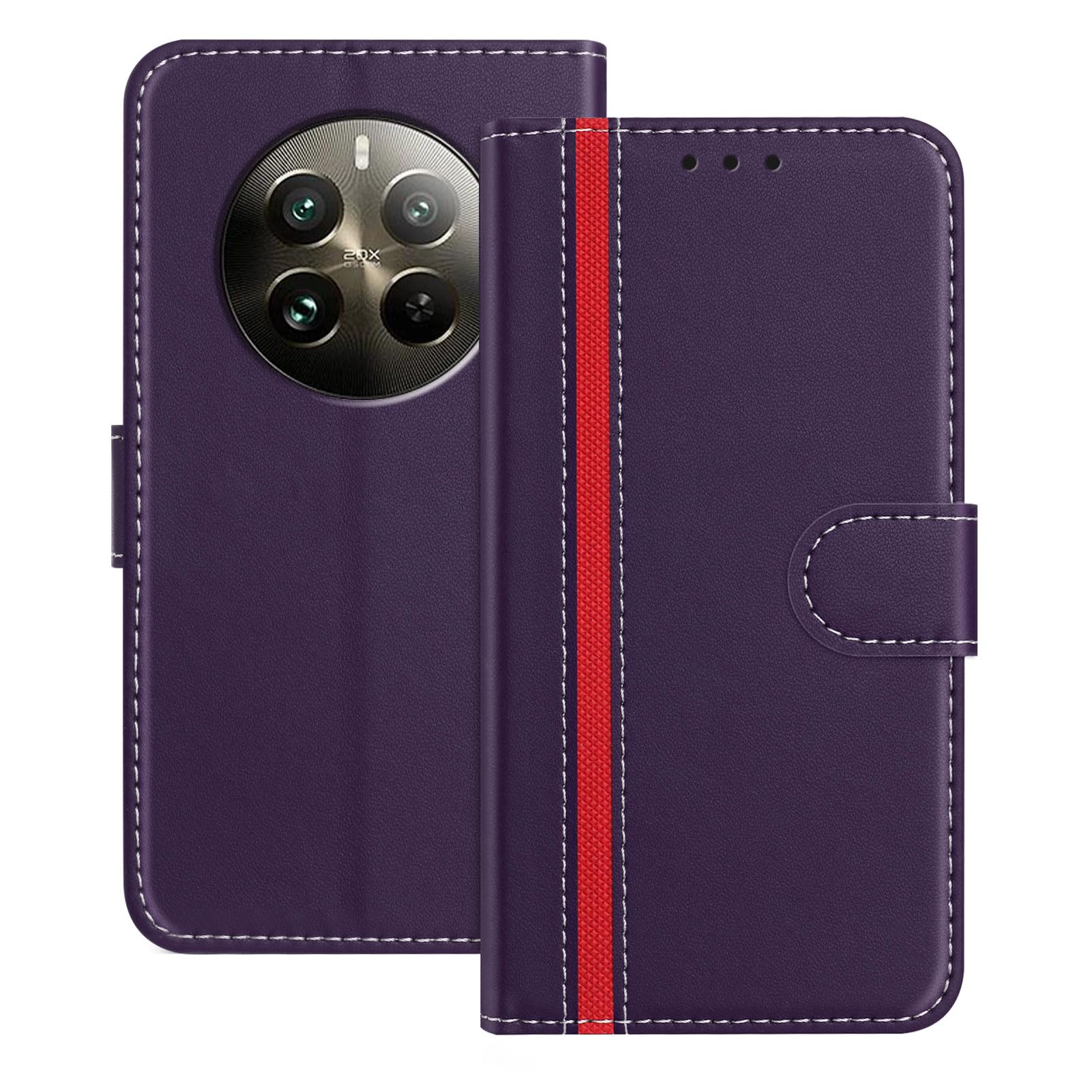 Compatible with Realme 12 Pro 5G / Realme 12 Pro Plus 5G Case, Leather Flip Wallet Cover with Magnetic Closure [Kickstand] [Magnetic] [Card Slots] Case for Realme 12 Pro 5G (Purple)