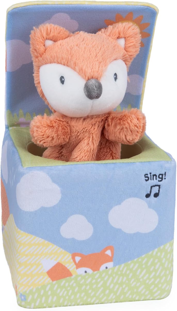 Baby Fox in a Box, juguete de actividad de peluche animado para bebés y niños pequeños | El juguete sensorial musical enseña causa y efecto, promueve el auto-calmante y fomenta el juego táctil con suaves tejidos de felpa