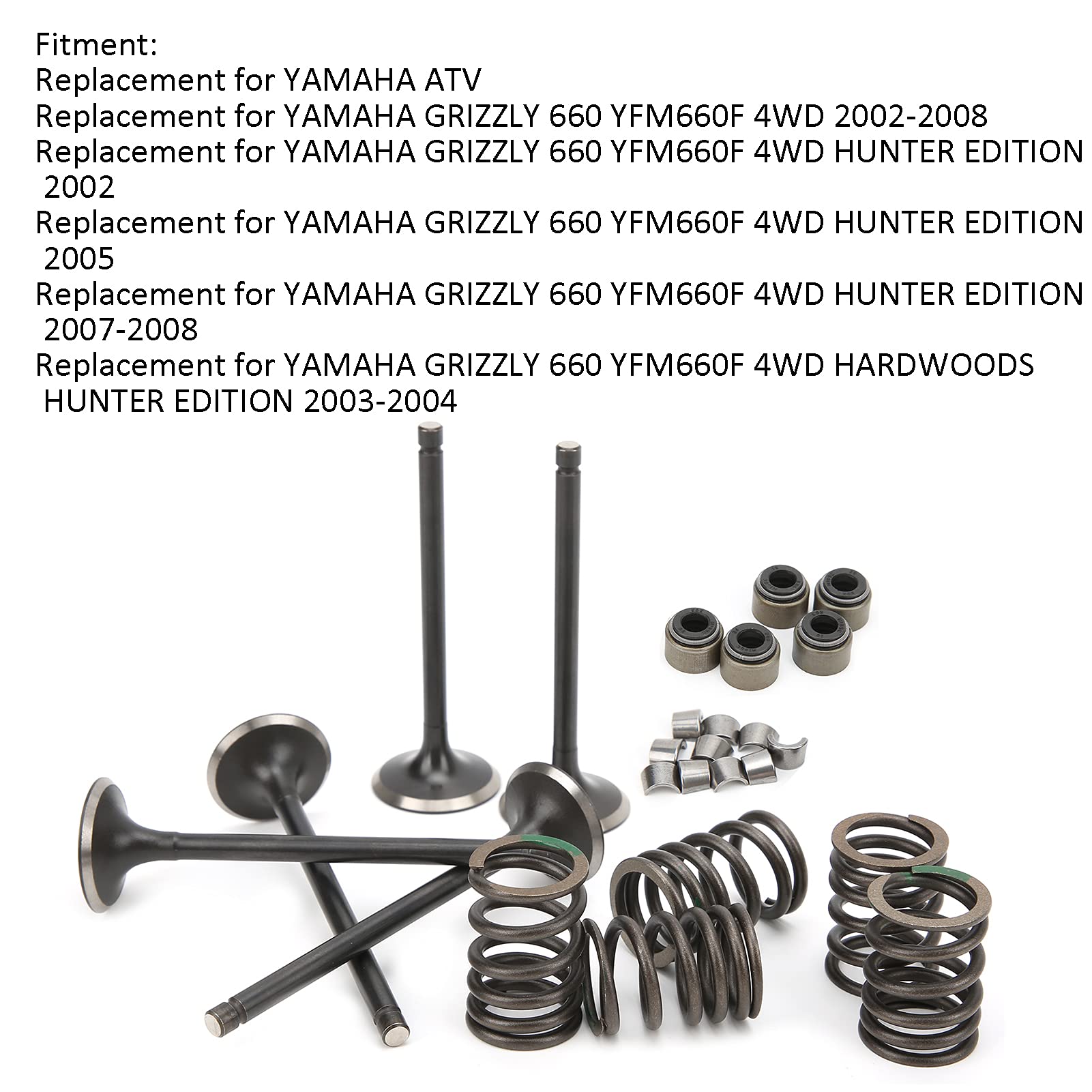 Kit Valvola di Scarico Aspirazione Cilindro in Acciaio Installazione Rapida per GRIZZLY 660 YFM660F 4WD 2002‑2008