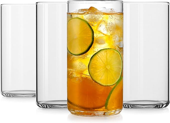 LUXU Drinking Glasses 19 oz, Thin Highball Glasses Set of 4,Clear Tall ...