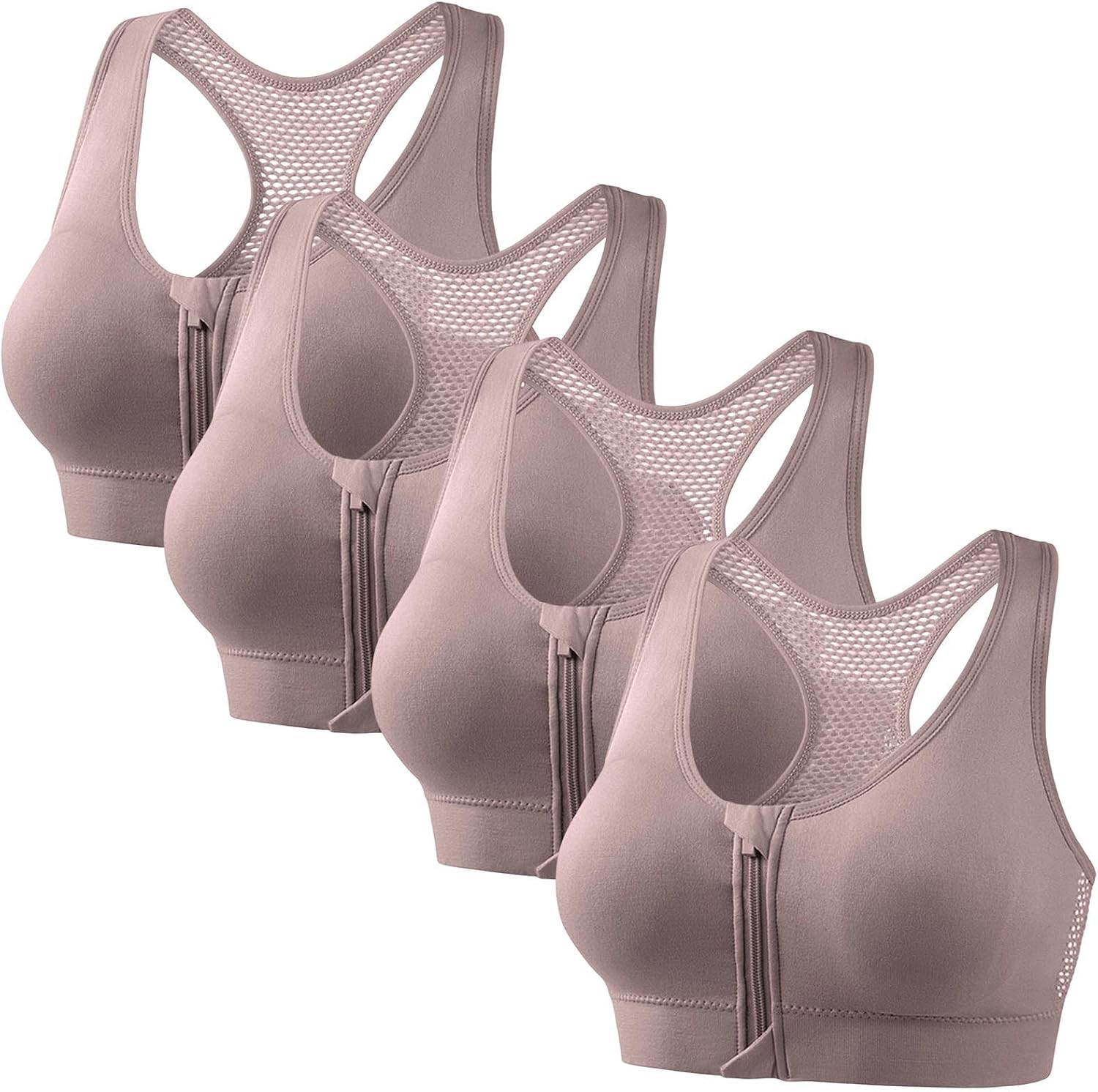 Zip Front Sports Bras for Women High Impact Supportive Large Bust Bras 3 Pack Plus Size Lifting Bras for Running