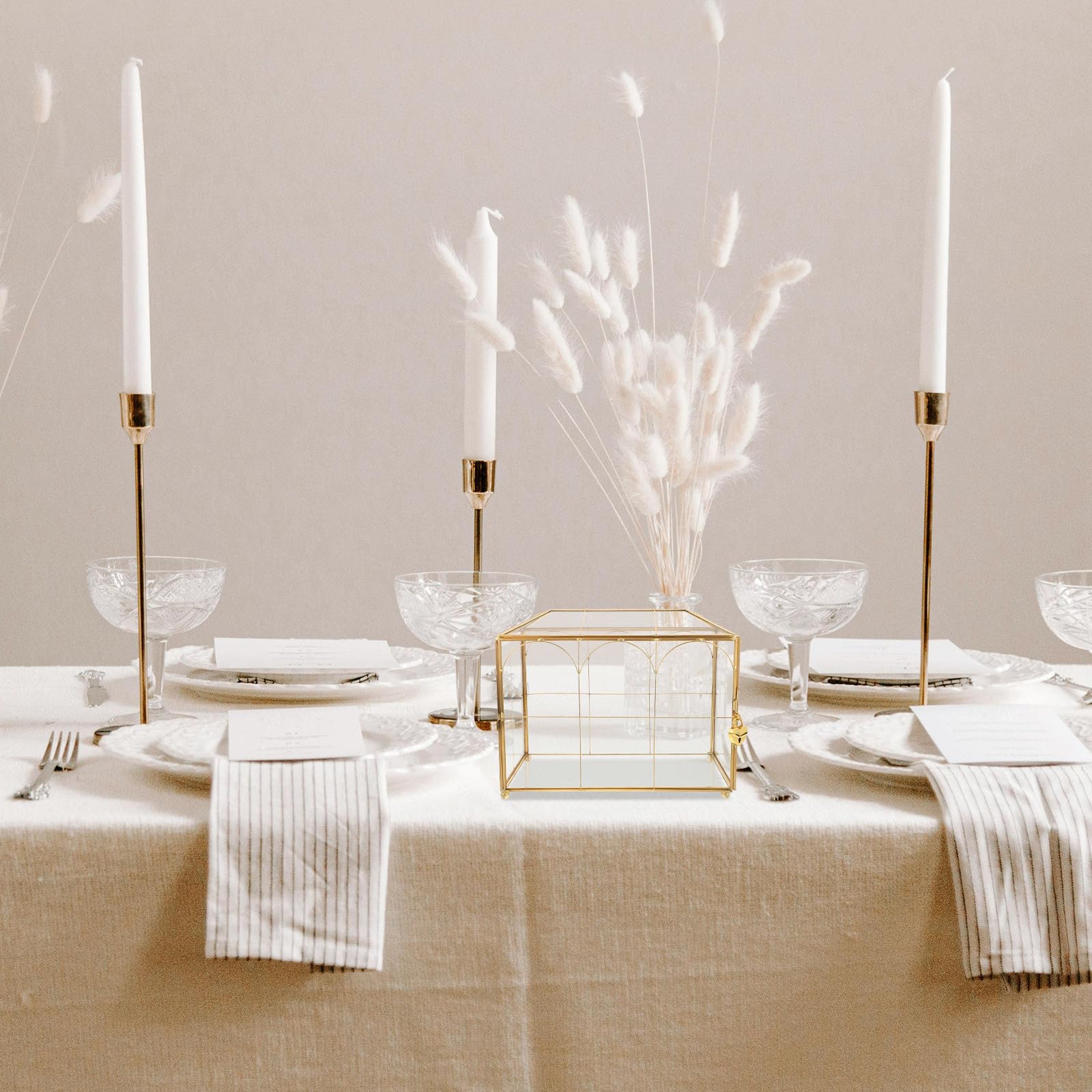 VALICLUD Hochzeitskartenbox aus Klarem Glas mit Schloss und Kartenschlitz Robuste Aufbewahrungsbox für Hochzeit Party Abschlussfeier Sichere Ordentliche Kartenablage Wiederverwendbarer