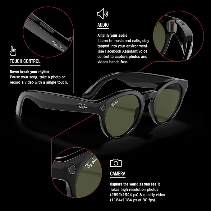 Amazon.com: Ray-Ban Stories | Round Smart Glasses, Black/Transitions Clear  to Brown Quartz, 48 mm : Electronics