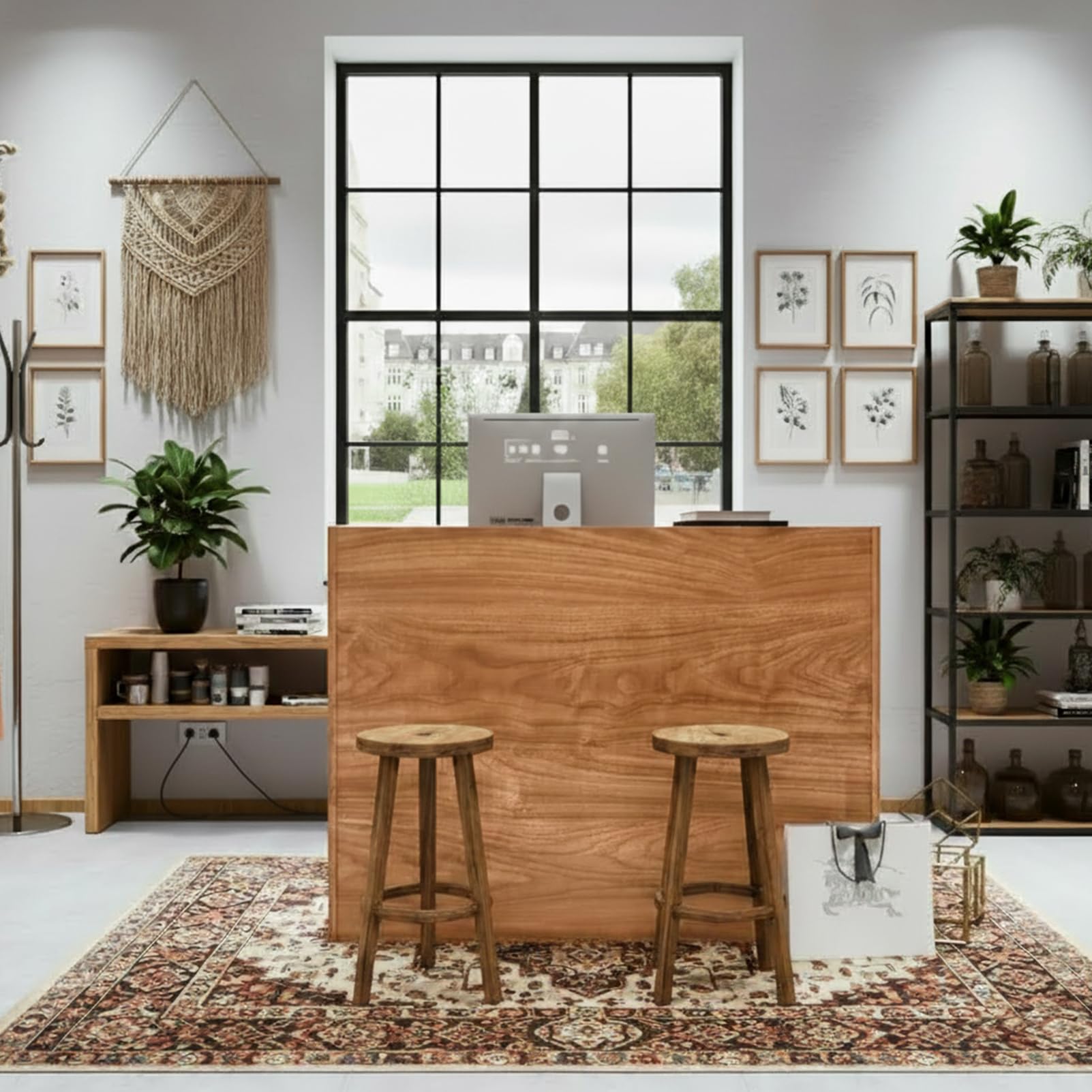 Empfangstheke mit Schublade und Aktenschrank Fronttresen 120CM für Büro Salon Spa Einzelhandel