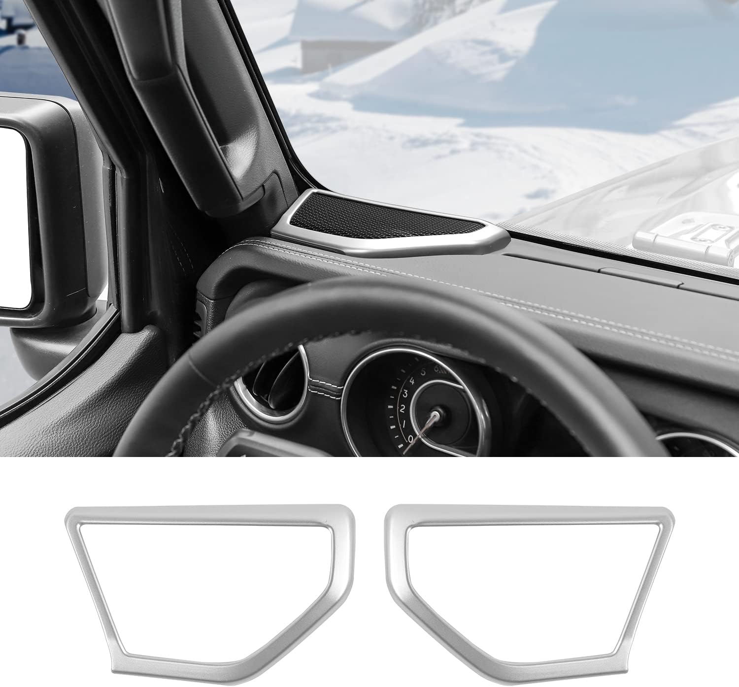 RT-TCZ A Pillar Speaker Trim Cover Ring Decoration Interior Accessories for Jeep Wrangler JL JLU & Gladiator JT 2018-2022 (Silver)