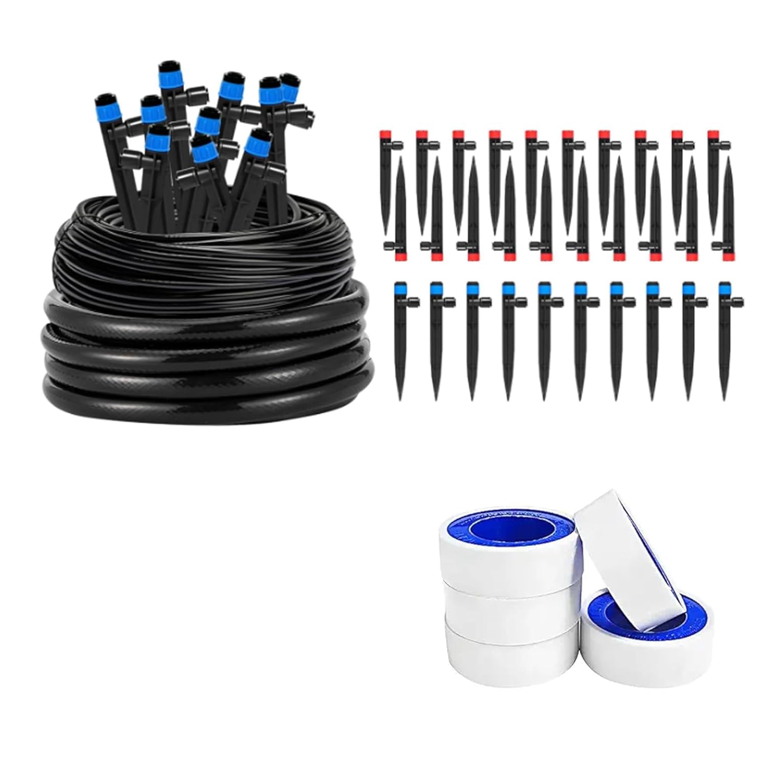 Drip Irrigation System for Garden, Greenhouse Watering System 230FT+ 5 Rolls Teflon Tape 1/2Inch