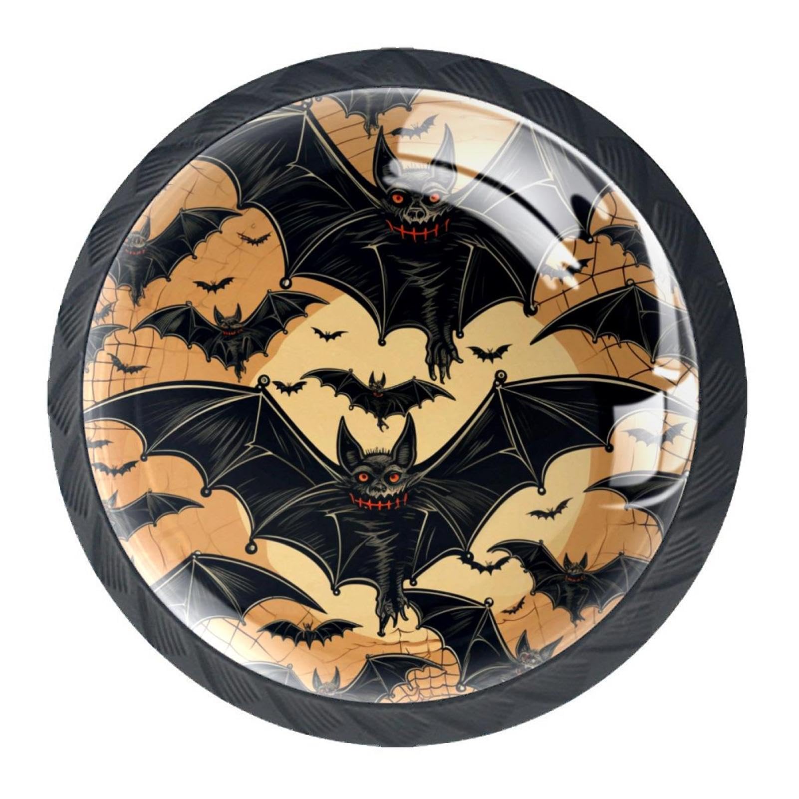 Lot De 4 Boutons De Tiroir Halloween HEVSTIL – Forme Chauve-souris En Cristal – Noir, Or, Argent – Alliage Zinc, Vis Incluses