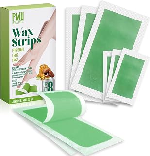 Hair Removal Kit 72 Counts 32 Body Wax Strips 40 Face Wax Strips Nature Formula Vegan Ingredients for Bikini & Brazilian, Waxing Face, Legs, Arms, Chest (2 Sizes, 5 Calming Oil Wipes)