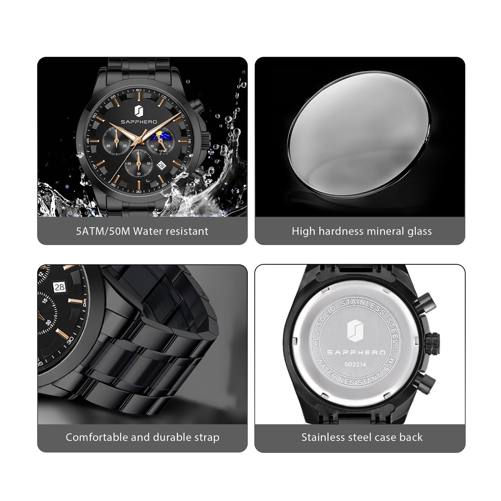 BENYAR BY Herrenuhr Uhren Herren Wasserdicht Herrenuhren Chronograph männer Armbanduhr für Herren Gold/Silber/Blau/Schwarz Eleganz Lederarmband/Edelstahl Quarz Geburtstags/Weihnachts