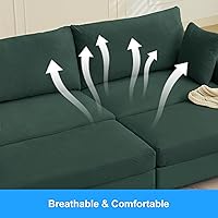 Vista 7 de PUREMIND Sofá convertible de 86 pulgadas de ancho con 2 otomanas, cómodo diván grande de pana con banco tapizado, sofá modular combinado con asiento