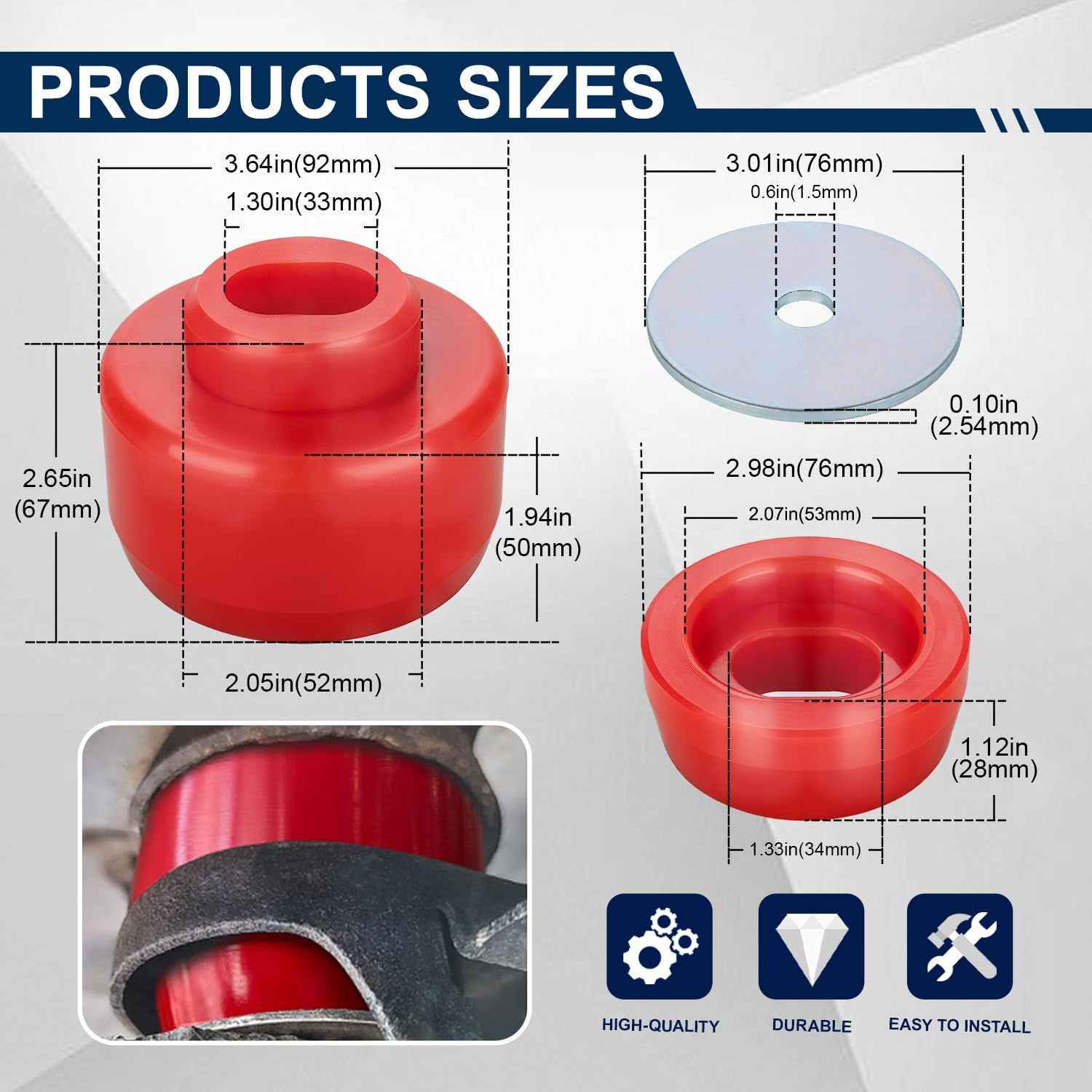 7-141 Body Mount Bushing Kit Fits for 1999-2014 Chevy Silverado & Sierra 1500/2500 2WD/4WD Polyurethane Body Cab Mounts with Cab Body Assembly Mount Cushion Bolts Replaces# 11516868 15704260 (Red)