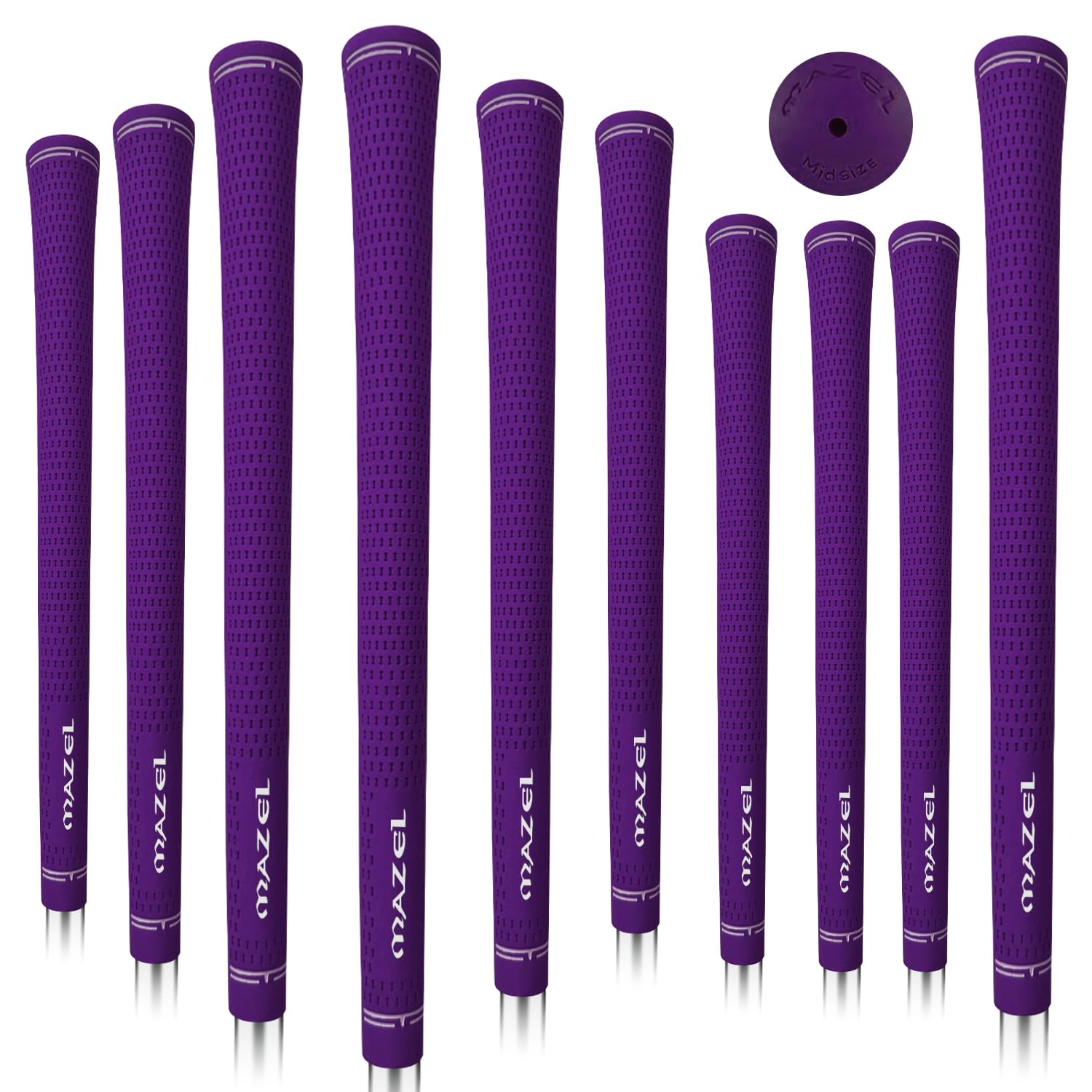 MAZEL Anti-Slip Golf Grips Set of 10 Non-Slip&Shock Absorbing Rubber Golf Clubs Grip Standard/Midsize for Improved Gripping Performance (Purple, Standard)