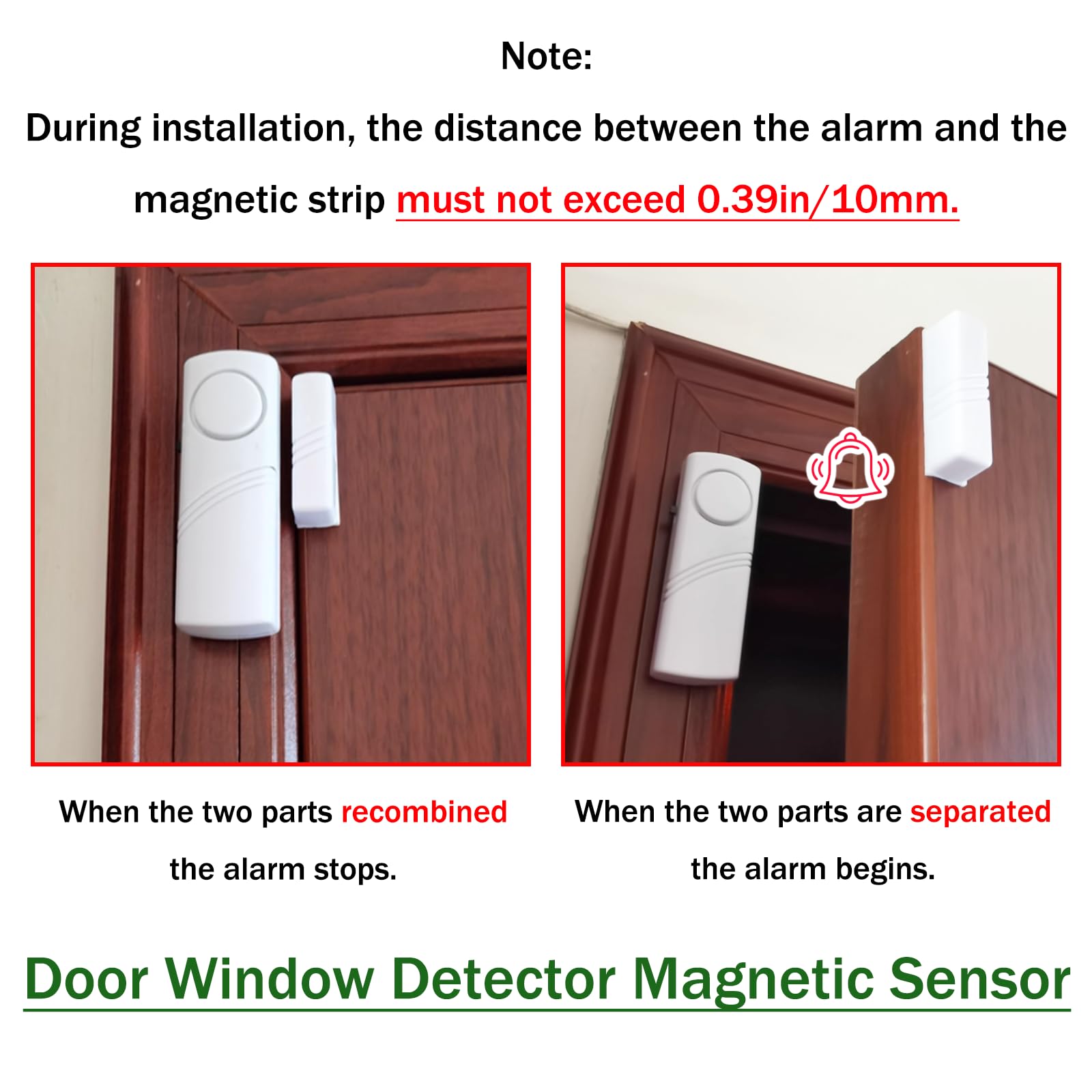 4 alarmas de puerta y ventana, sensor magnético de alerta antirrobo para el hogar, alarmas de puerta ruidosas para la seguridad de los niños, alarma antirrobo para el hogar, seguridad de la oficina