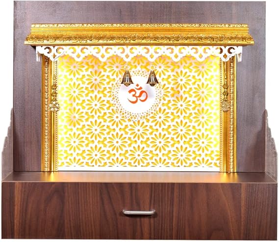 Shadow Designer Wooden Mandir For Home/Temple Home/Pooja Mandir With Lights Colour:-Brown