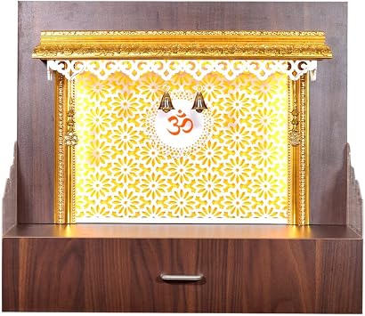 Shadow Designer Wooden Mandir For Home/Temple Home/Pooja Mandir With Lights Colour:-Brown