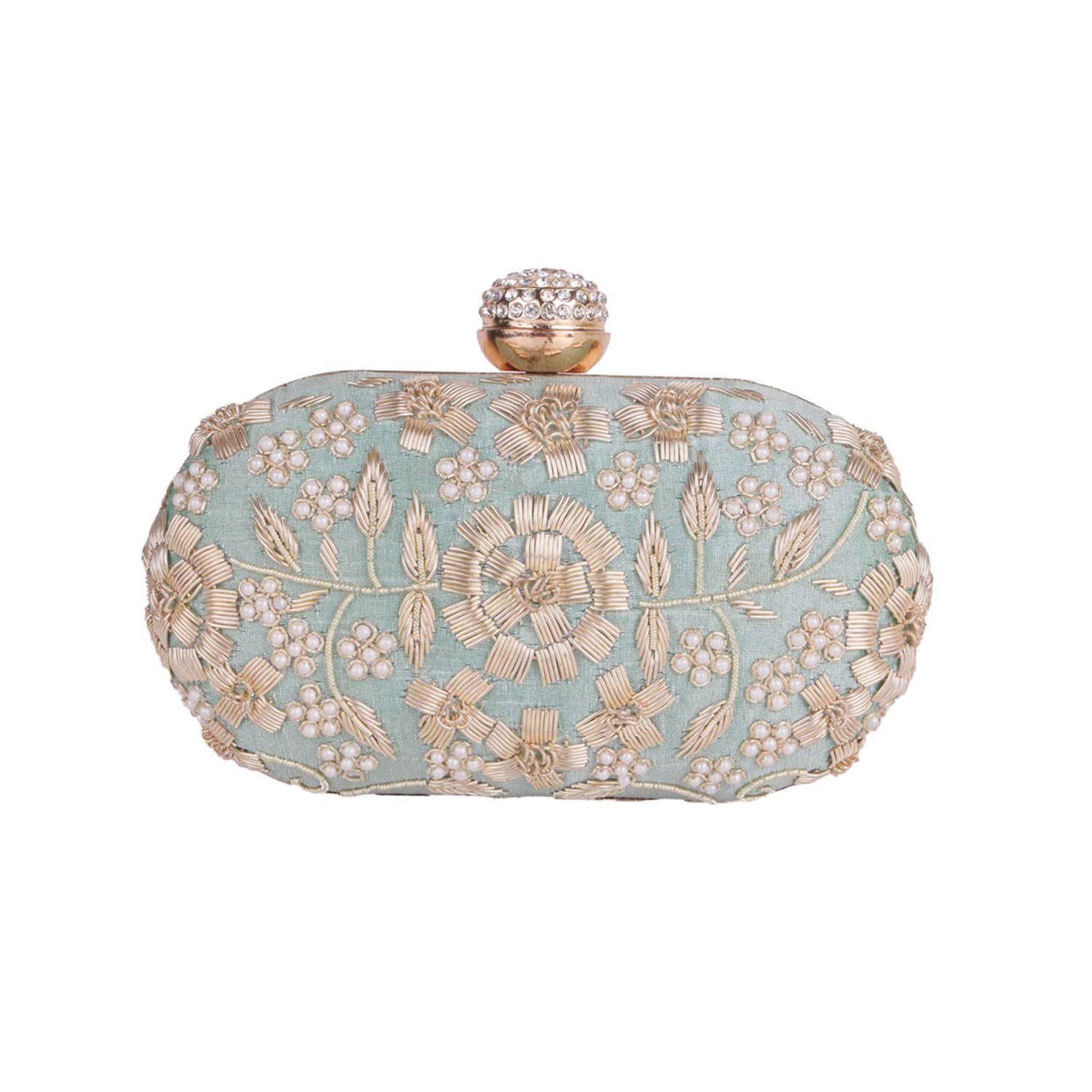 Mint Green mint green dabka clutch bag II Women's Traditional Designer Clutch For Women & Girls II EMBROIDERED CLUTCHES-image-30