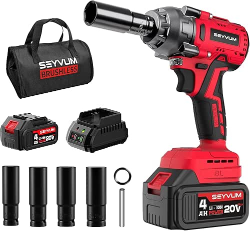 SEYVUM Impact Wrench,1/2" Impact Gun, Power Impact Driver Max Torque