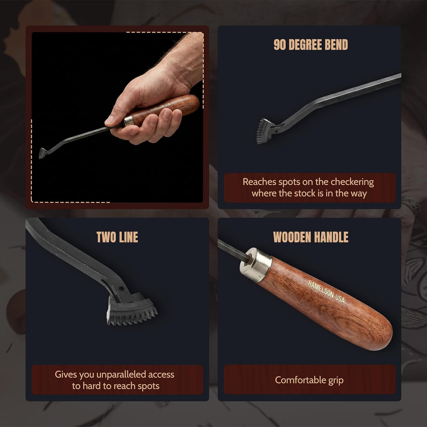 UJ Ramelson Ullman Gunsmith Checkering Tool for Gunstocks, Wood Carving Gunsmithing Accessories