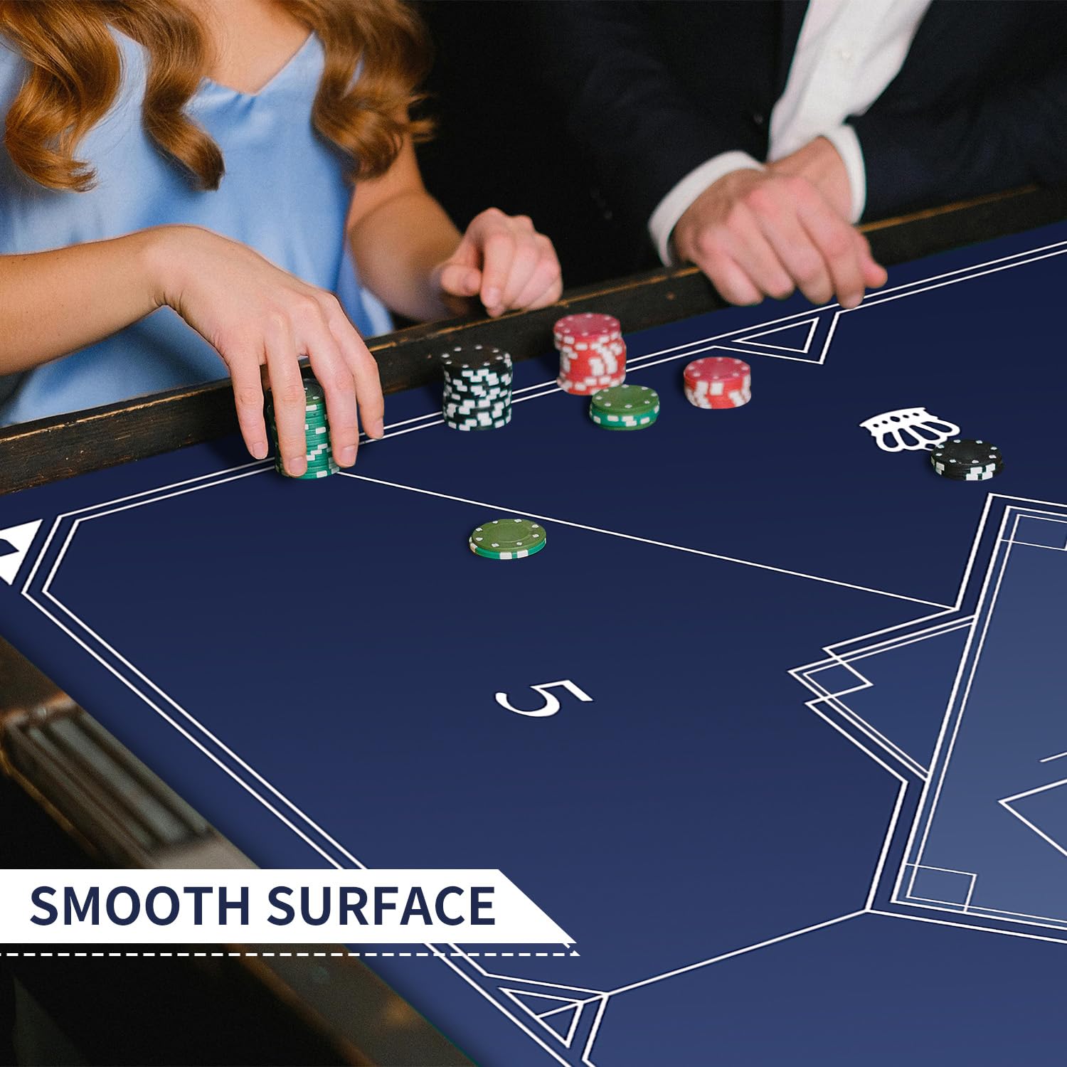 LaiEr 60 / 80 / 100/120 / 140 cm Tapete de Póquer Cuadrada Texas Hold 'em Tapete de Caucho de Póquer Mesa Plegable Portátil Mesa de Póquer Juego de Póquer 21 Puntos Accesorios de Casino
