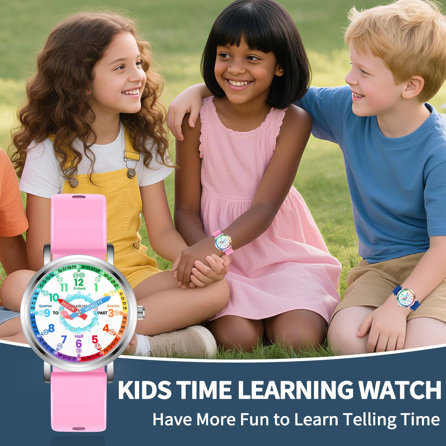 Orologio analogico per bambini, orologio da apprendimento per bambini dagli 8 ai 12 anni, impermeabile per bambini dai 5 ai 7 anni, 6-8 anni, orologi per ragazze