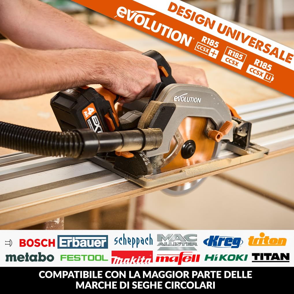 Evolution Power Tools ST1400-G2 Guida per Seghe Circolari/Binario | Universale per la maggior parte delle marche Makita, Bosch, Festool | 1,4 m (2 x 700 mm) Accessorio di arresto finale incluso
