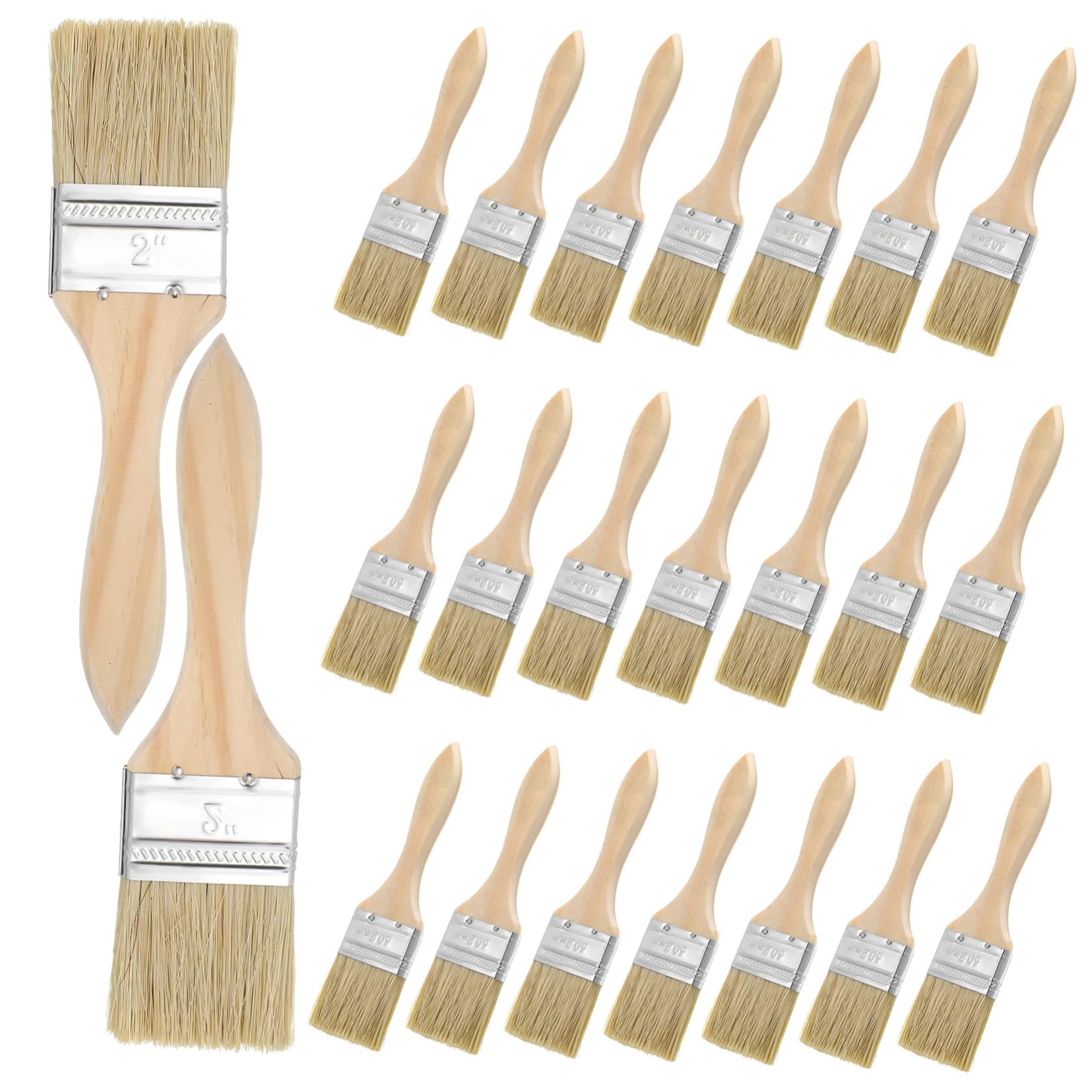Pinceau à Peinture à Manche en Bois Épais, Lot de 30, Beige