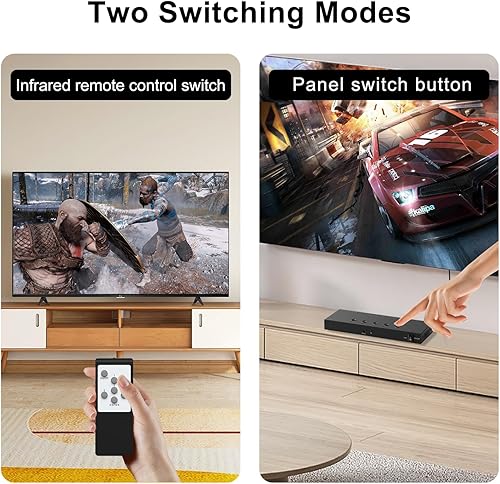 Vista 47 de Convertidor AV a HDMI de 4 puertos, conmutador AV a HDMI de 4 puertos con control remoto IR, compatible con 16:9/4:3 y interruptor rápido compatible