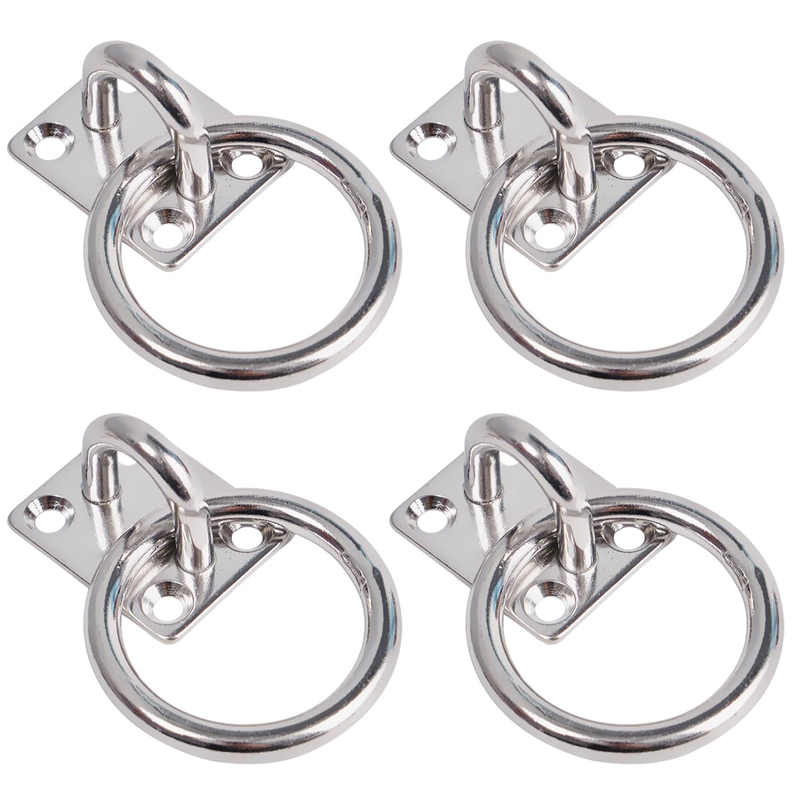 Heavy Duty galvanised Ring on Plate, Tie Ring on Plate 30mm x 35mm Pack of 4 (Galvanised) Dog Animal Tether Horse HAY NET TACK TIE UP Stable Ring Hook