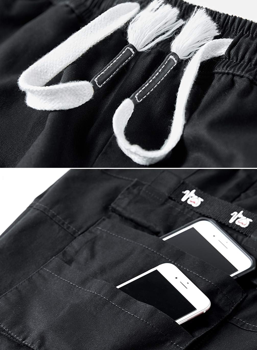 Vcansion Women's Casual Cotton Elastic Waist Drawstring Loose Fit Outdoor Multi-Pockets Cargo Shorts - Image 6