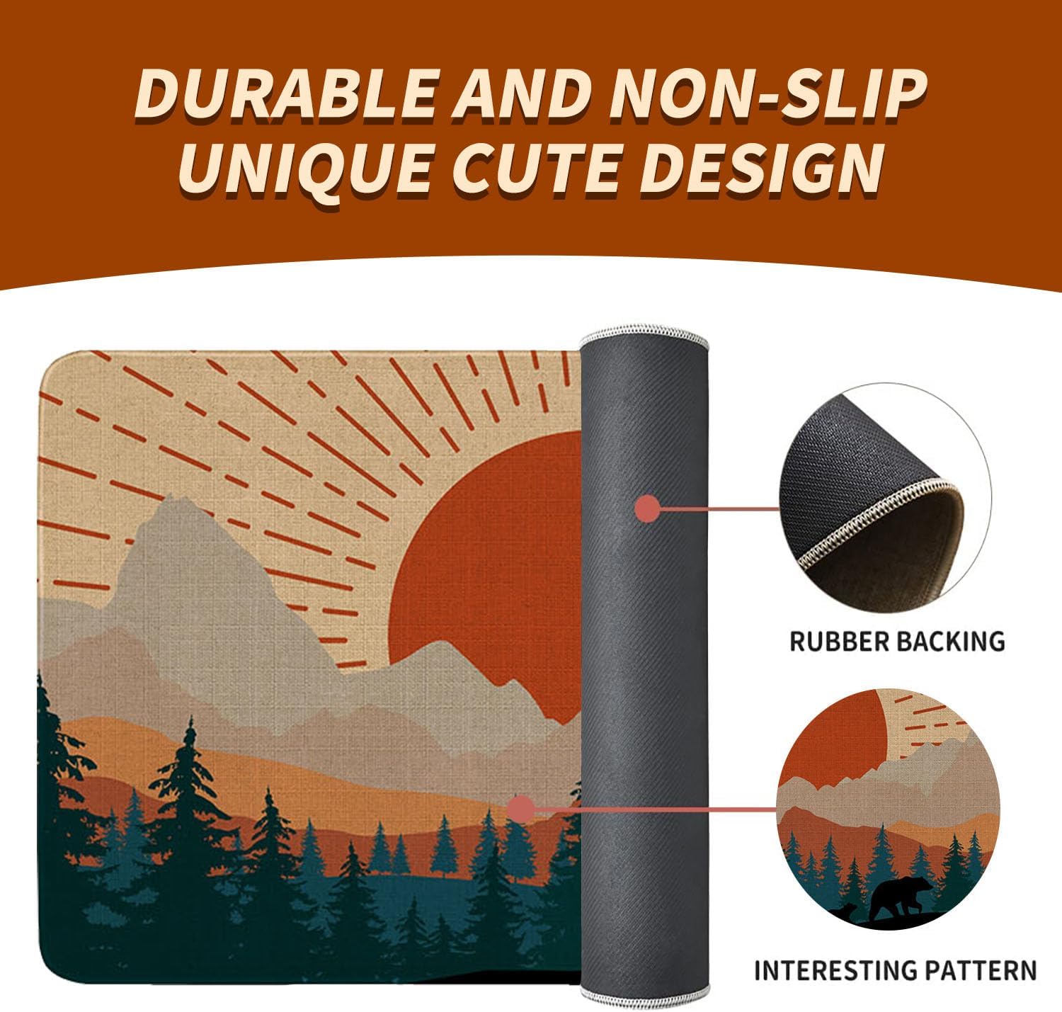 Faptoena Boho Sunshine Sunrise Sunset Kitchen Rugs Set of 2, Simple Art Nature Abstract Aesthetic Kitchen Mats for Floor,Washable Sink Mats Home Decor Doormat+Runner Rug