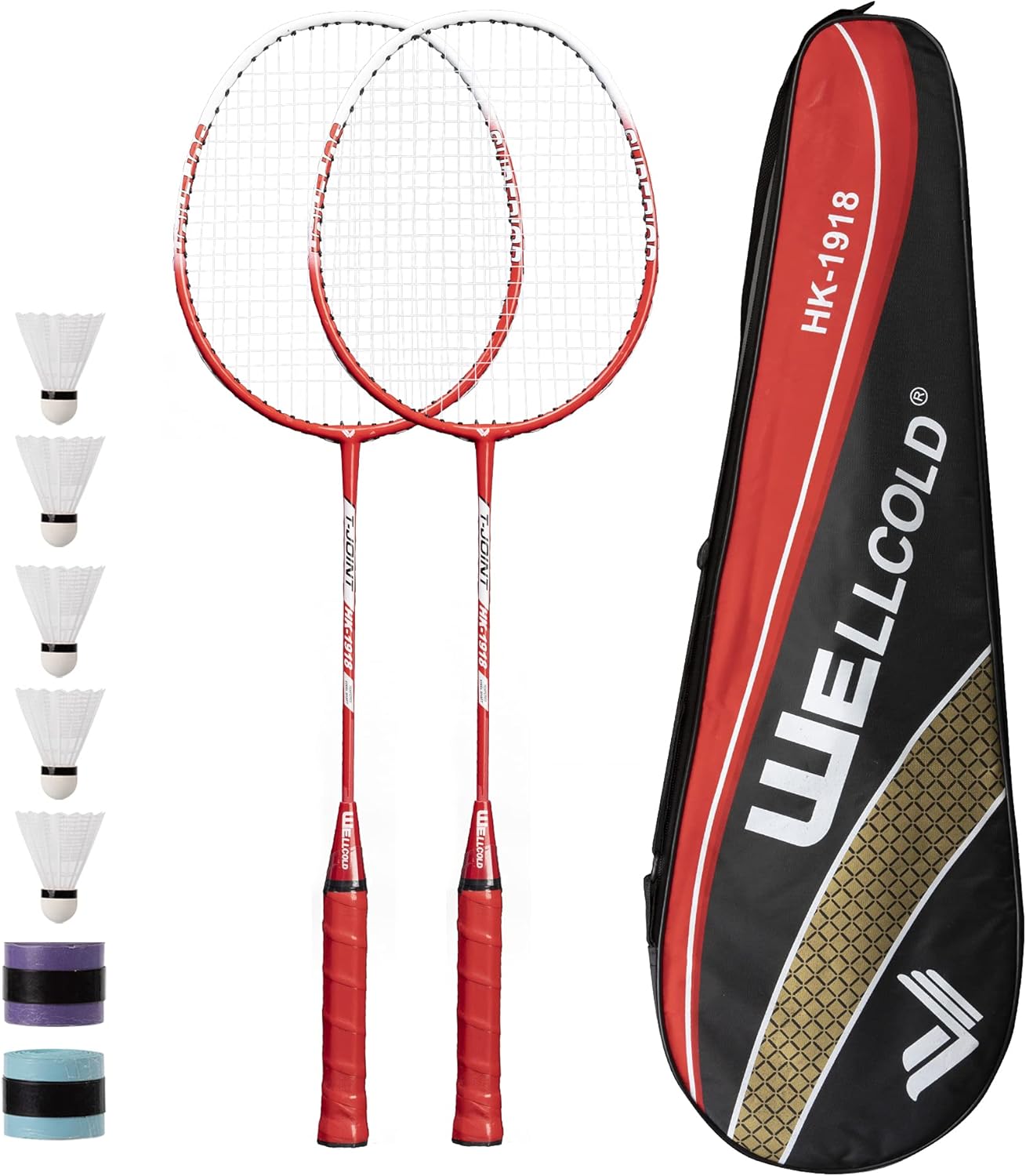 TENNHOOOLL Ultra-Light Alloy Badminton Racket Set of 2, 2 Rackets, 5 Shuttlecocks and 2 Overgrips and 1 Racket Bag for Beginners and Professional Sports : Sports & Outdoors