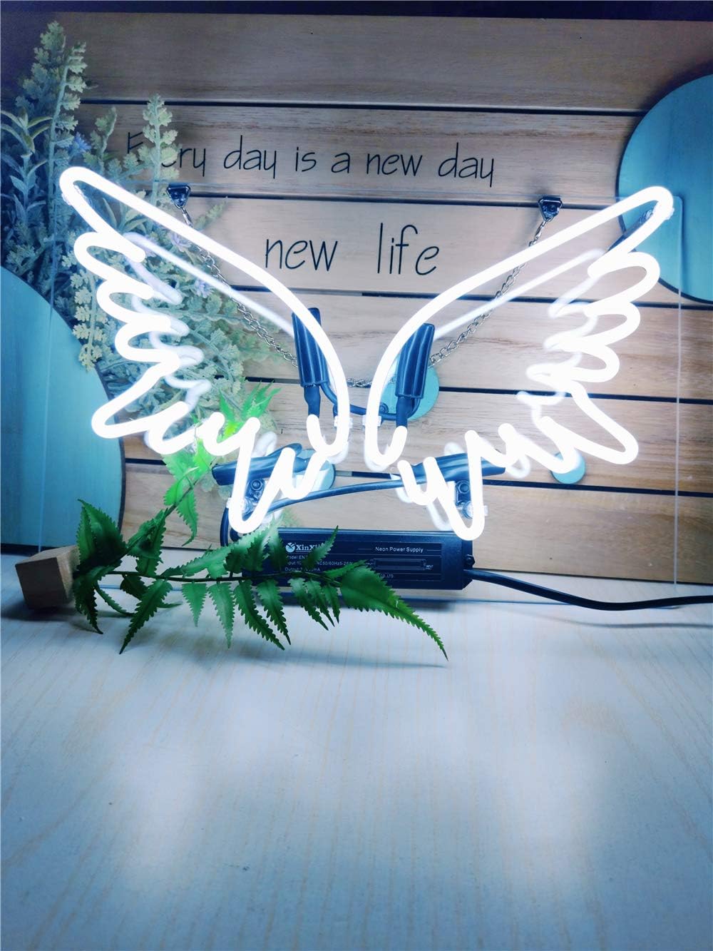 Neon Signs Angel Wing Neon Sign Neon Light Sign Light Up Signs Wall Decor Custom Neon Words for Wall Bedroom Girls Halloween Christmas Decor White Neon