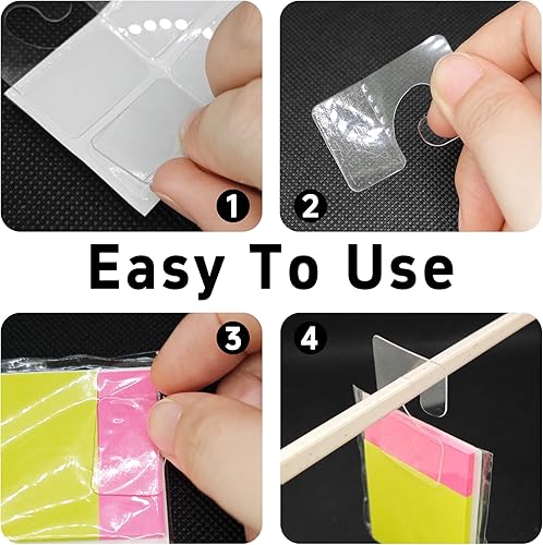 Miniatura 6 de 300 pestañas adhesivas transparentes para colgar, etiquetas autoadhesivas de 1.65 x 1.06 pulgadas, pestañas colgantes de plástico resistente para