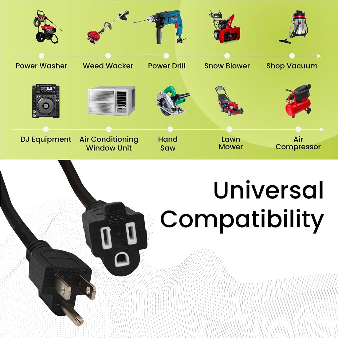 Go Green Power Inc. GG-13825BK - 14/3 SJTW Outdoor Extension Cord, Black, 25 ft