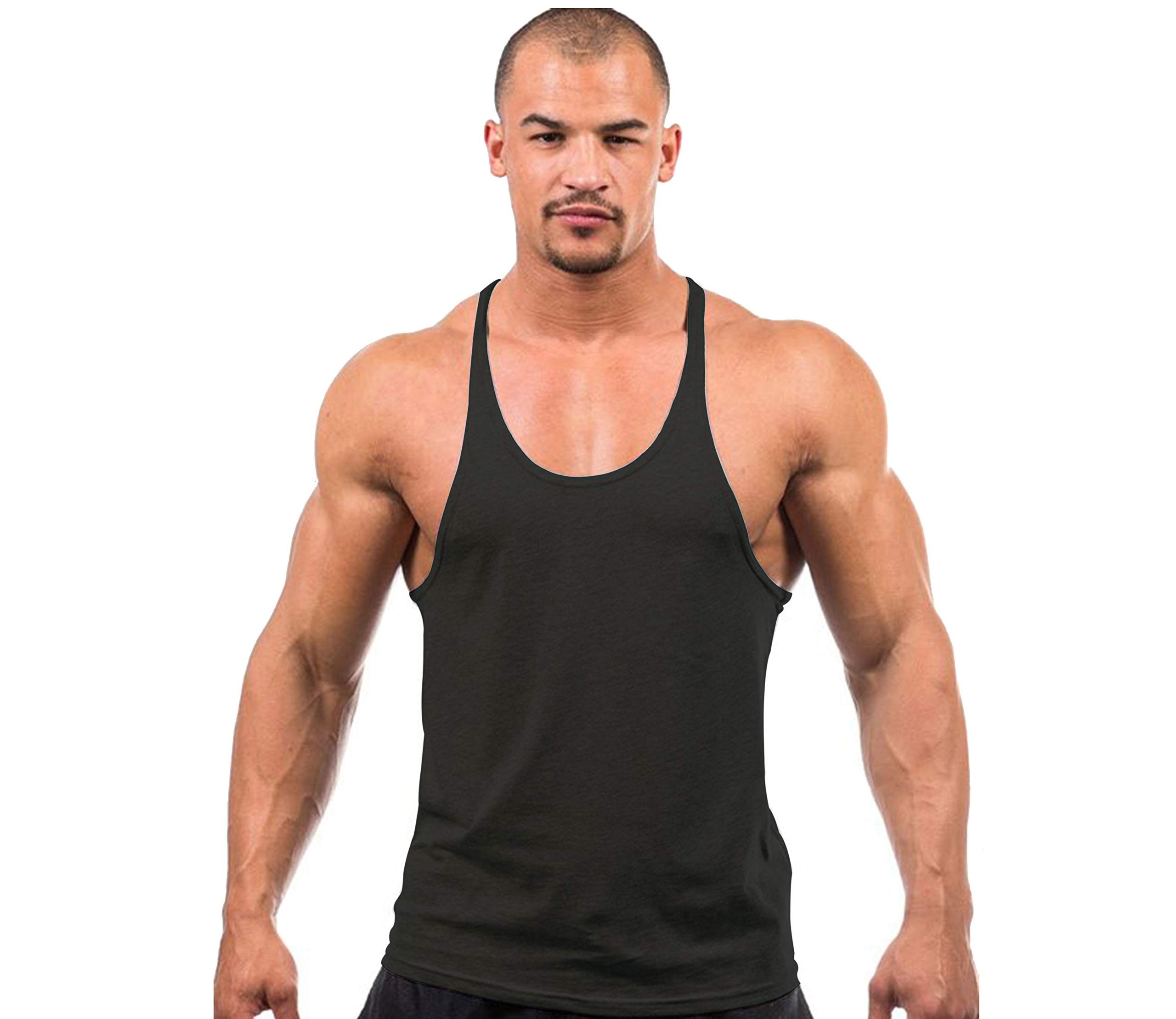 DK Active Wear100% Cotton Gym Vest, Gym Stringer Vest for Men, Bodybuilding Vest 100% Cotton Stright Bottom (Charcoal, (X-Large (42" to 44" Chest)))