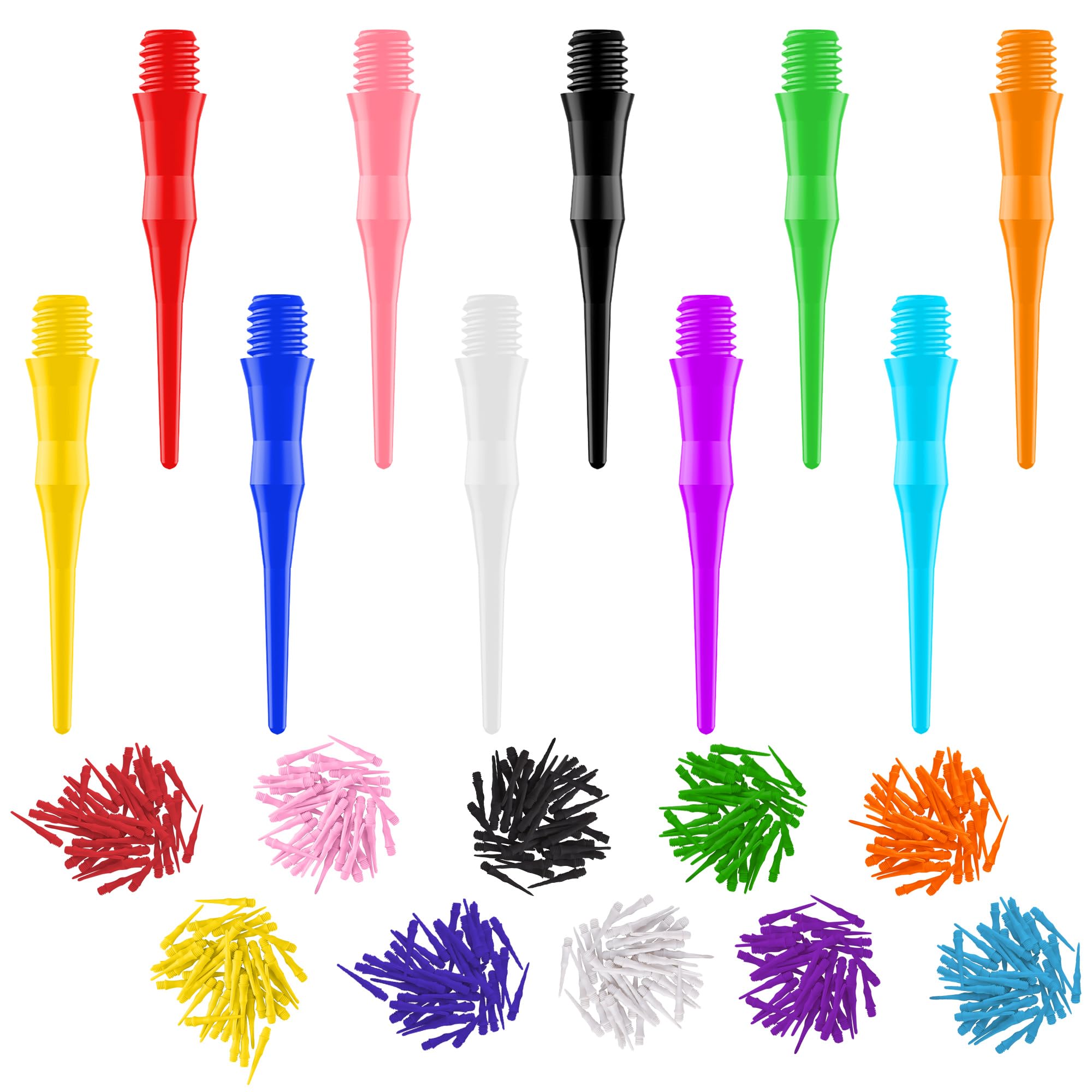 CyeeLife Puntas de dardos de plástico 500 unidades rosca 2BA diez colores