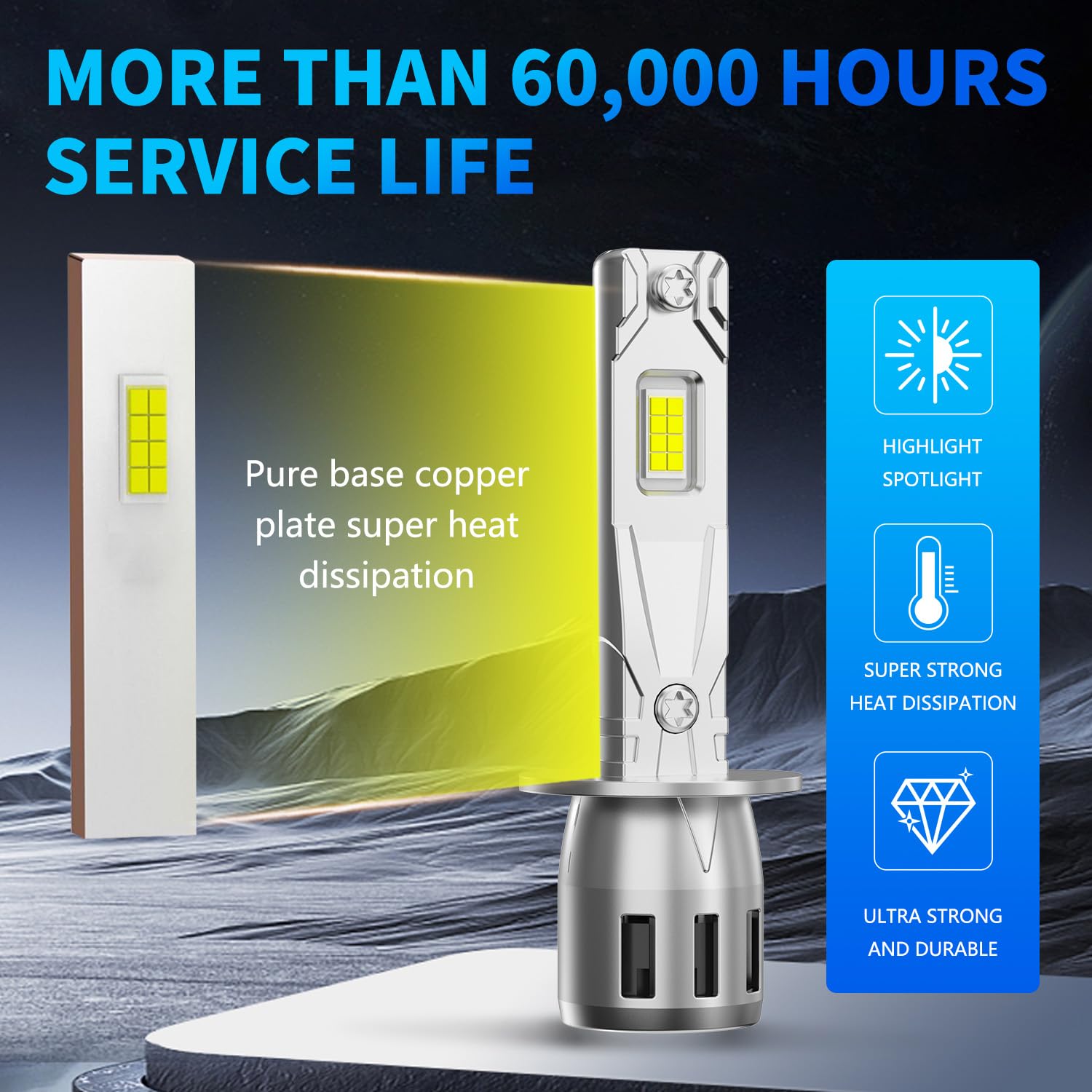 Lampadine H1 LED Auto Fari 18000LM 6500K Bianco Freddo Luce Anabbagliante e Abbagliante, H1 LED Con Ventola Di Raffreddamento Da, Plug and Play (2 pezzi)