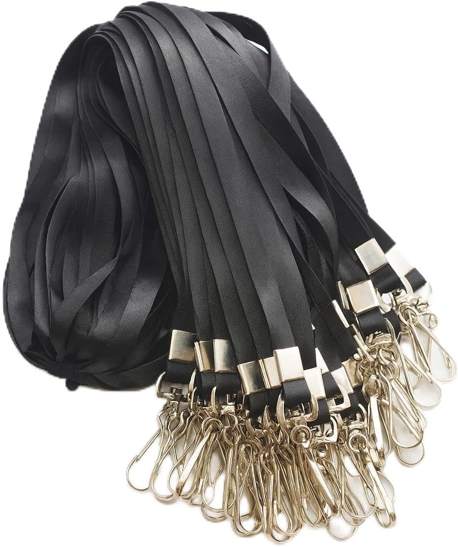 Plain Polyester Nylon Lanyards with Swivel Hook Clip, Flat ID Badge Holder Neck Strap for Office & Events
