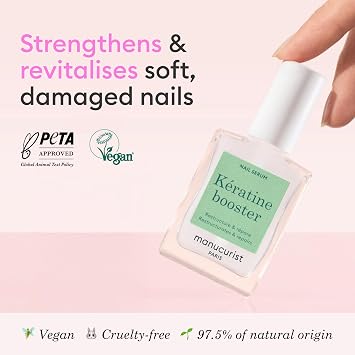 Manucurist - Keratin Clear Nail Care Serum Nail Strengthener for Damaged Nails, Lightweight Fast-Absorbing Formula, Glossy Finish, Plant-Based Keratin, Biotin & Vitamin C, Nail Hardener Effect