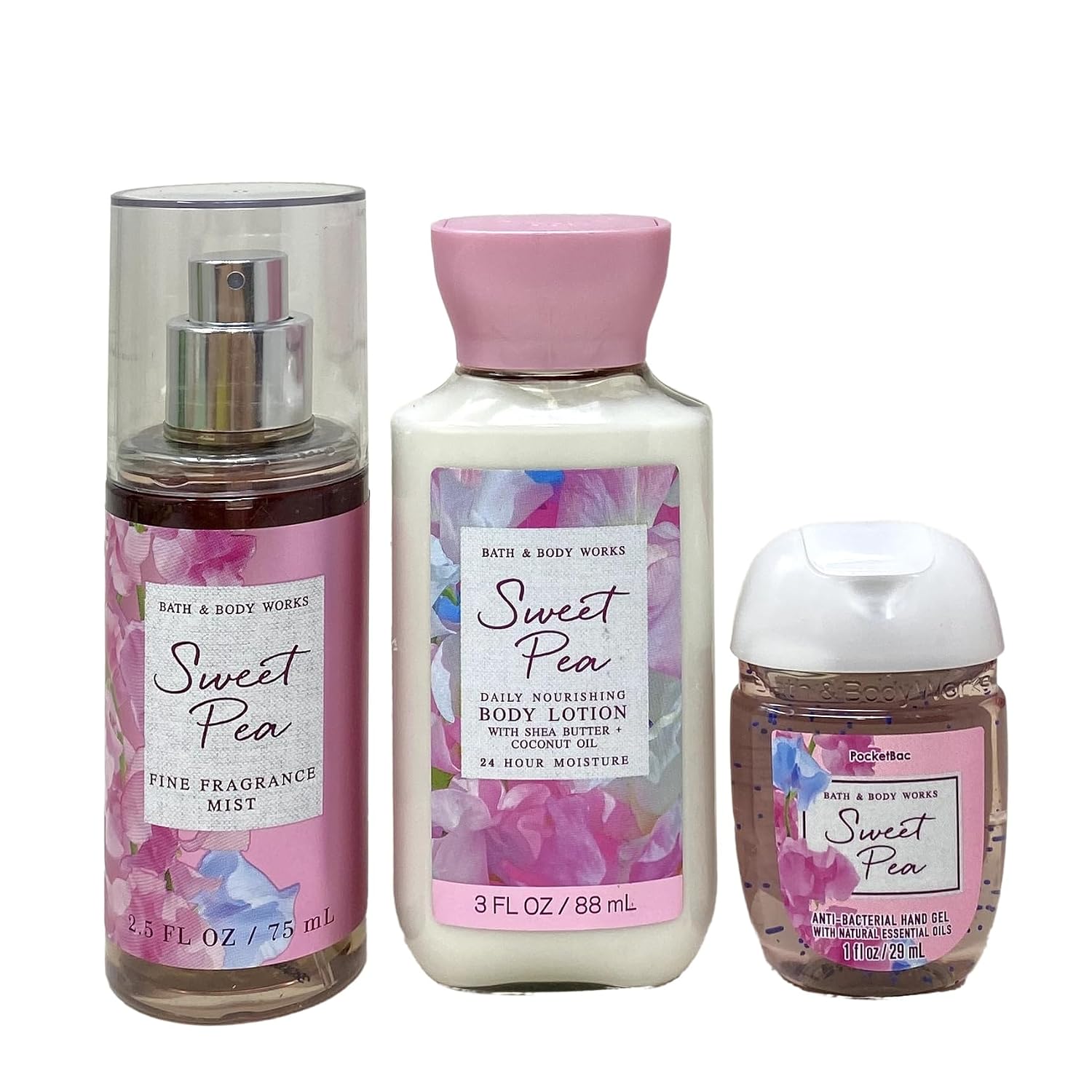 Bath & Body Works Sweet Pea - Holiday Sweets Mini Gift Set - With a Marbela Himalayan Salts Springs Sample Soap.