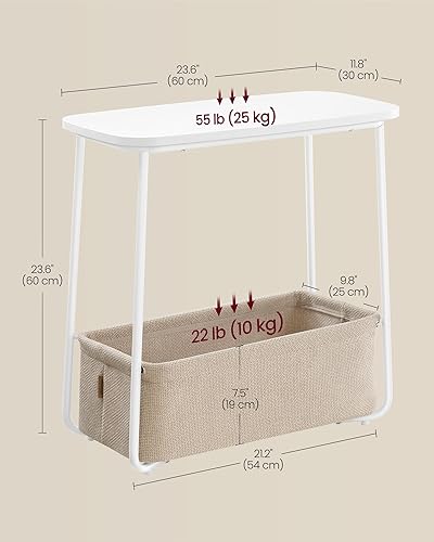 Miniatura 3 de VASAGLE LILEA Collection ULET230W10 - Mesa auxiliar con cesta de tela, mesita de noche moderna, mesita de noche rectangular, para sala de estar,