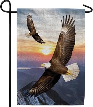 Soaring Bald Eagle Sunset Duo Garden Flag 12.5" x 18" Double Sided